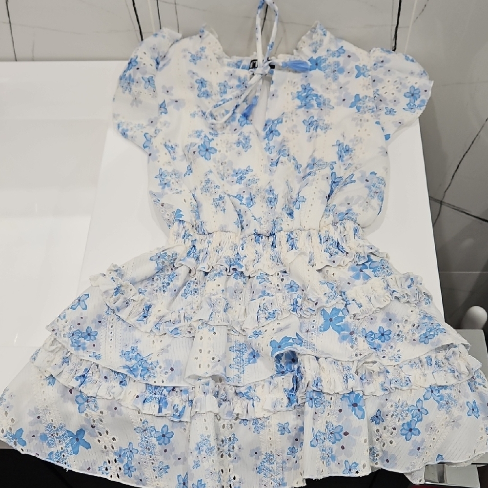 Flowers by Zoe Blue and White Floral Dress